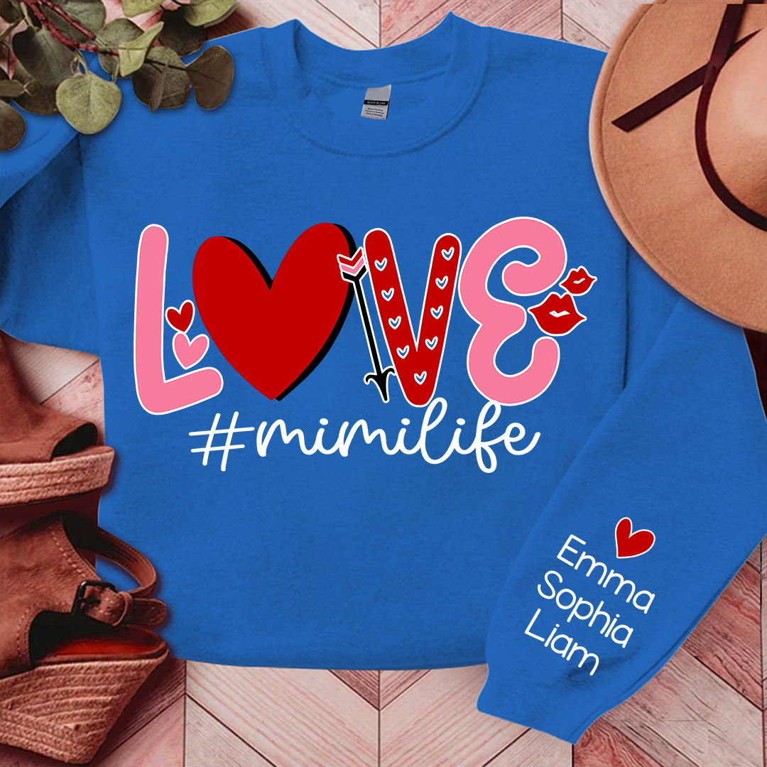 Mimi Life Love Pink Valentine, Custom Mimi And Kids, Grandma Gift TH Sweatshirt