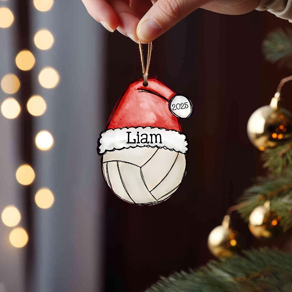 Personalized Sports Ball Ornament, Custom Christmas Tree Decoration with Name & Year 2025