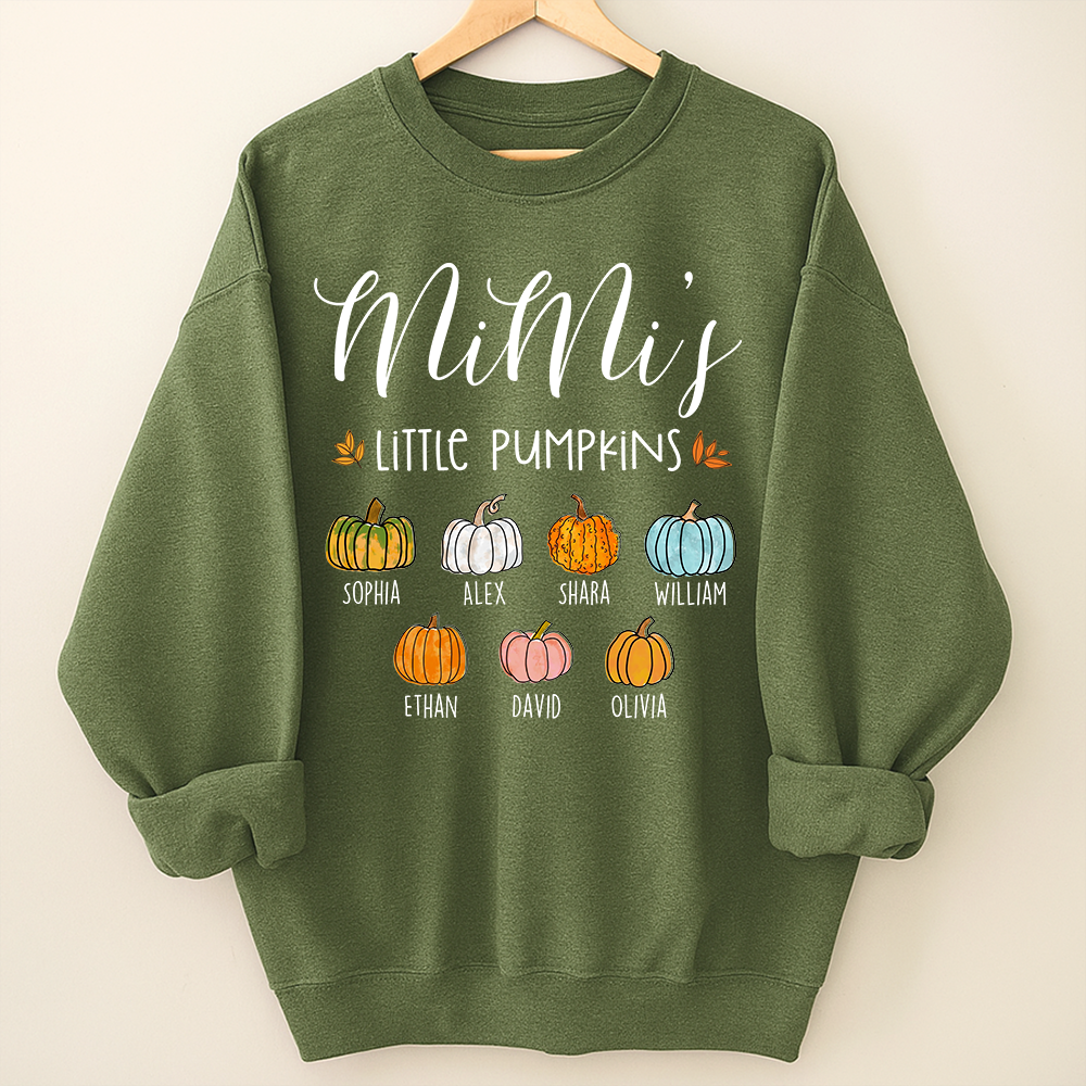Personalized Mimi's Little Pumpkins Shirt, Custom Grandkids Names Fall Pumpkin Sweatshirt, Grandma Autumn Gift