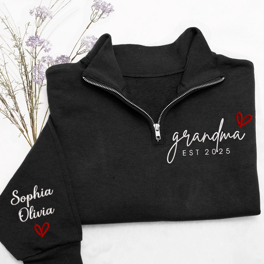 Personalized Hand Embroidered Grandma Sweater, Gift for Grandma and Kids