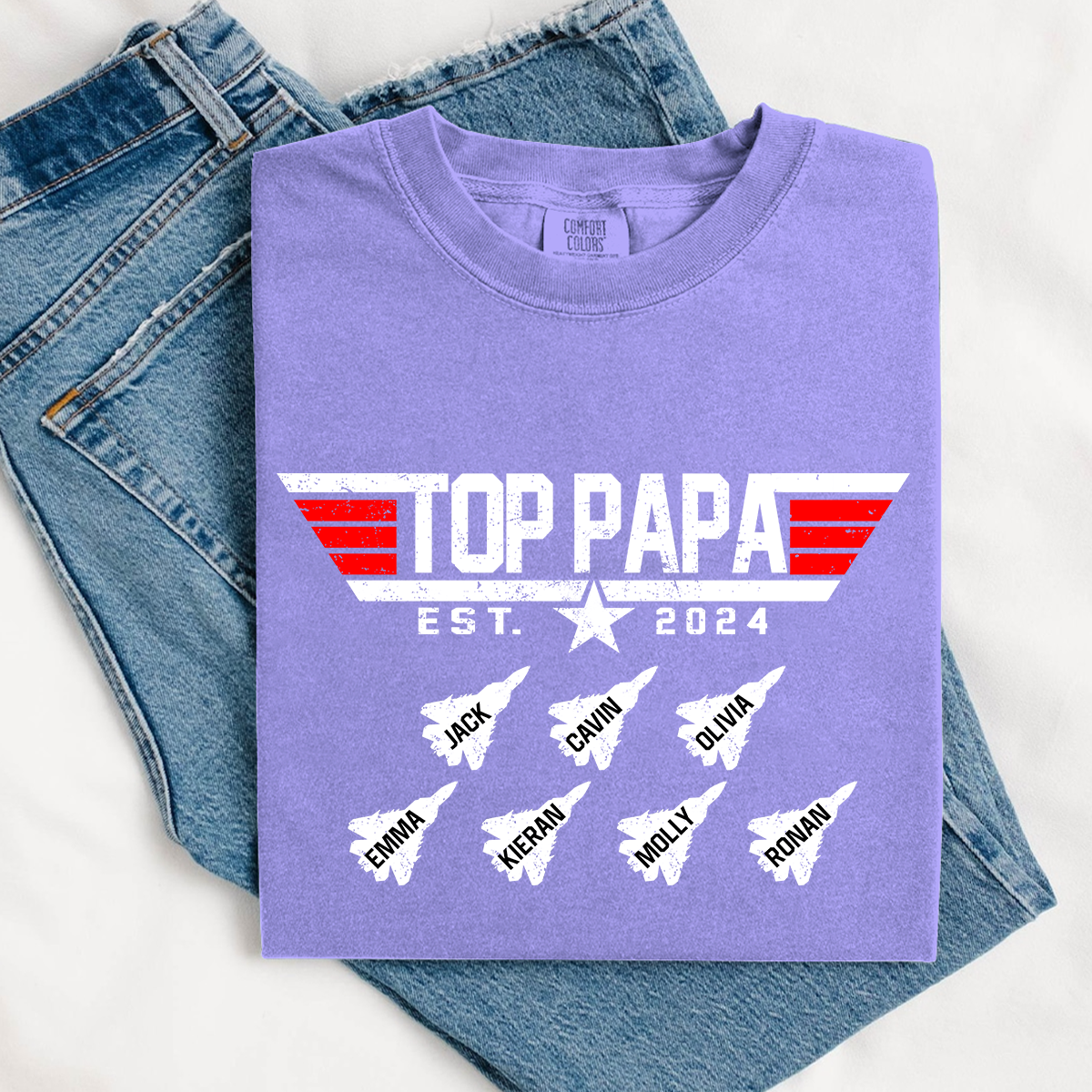 Comfort Colors® Custom Top Papa And Grandkids American 2026 T-Shirt