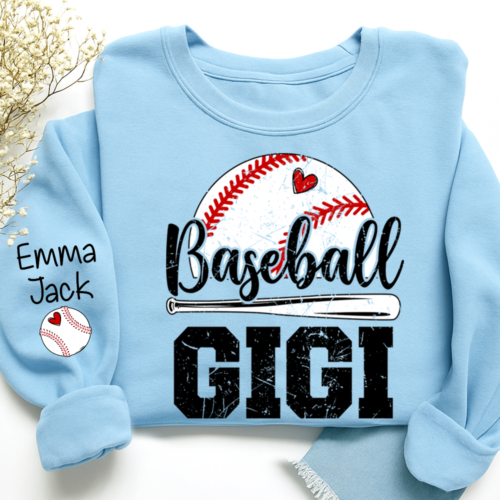 Custom Baseball Gigi Sweatshirt, Graphic Tee With Baseball And Heart Design for Gift Grandma And Kids