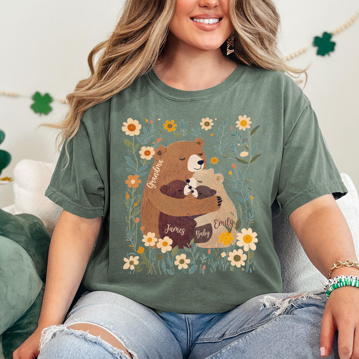 Comfort Colors® Custom Grandma T-Shirt – Grandma Bear with Baby Bears and Kids’ Names