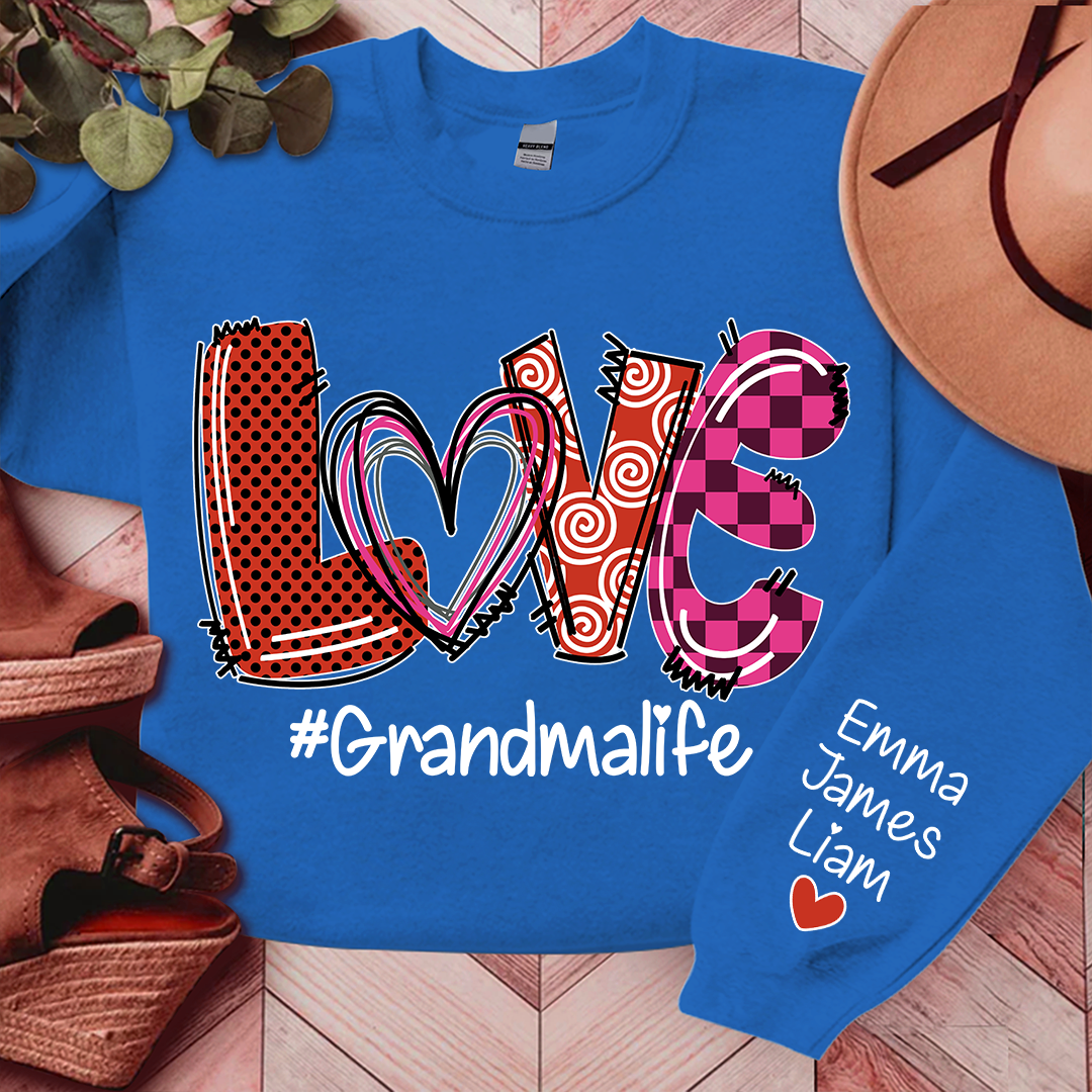 Personalized Love Valentine Grandma Life With Kids, Gift For Grandma Valentine TH Sweatshirt