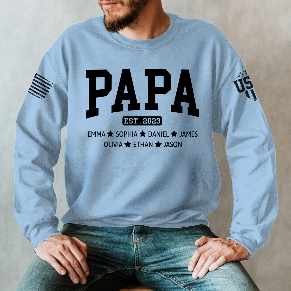 Custom Grandpa Est With Kids, Father's Day Gift Sweatshirt