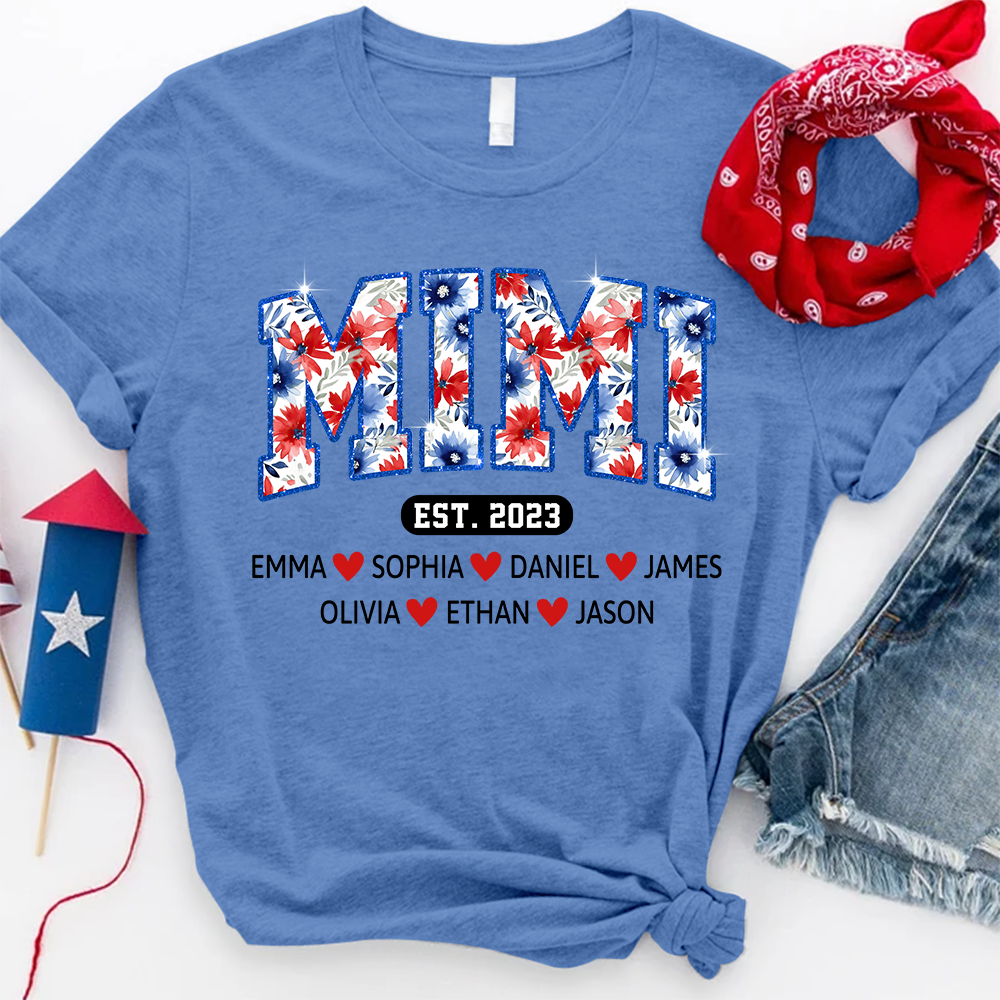 Mimi Floral Est Glitter, Custom Grandma With Kids, Mother's Day TH T-Shirt