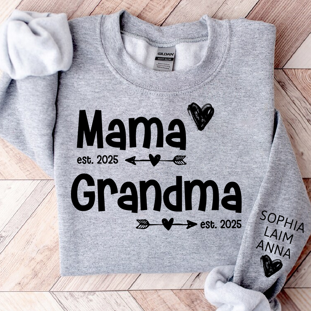 Personalized Mama Grandma Sweatshirt, Custom Est. 2025 Family Name Gift Shirt