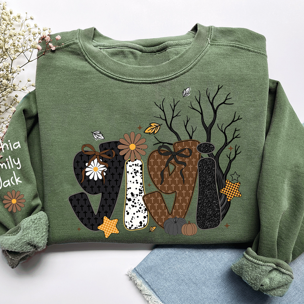 Personalized Grandma, Prayer Sweatshirt, Custom Gigi Nickname with Kids