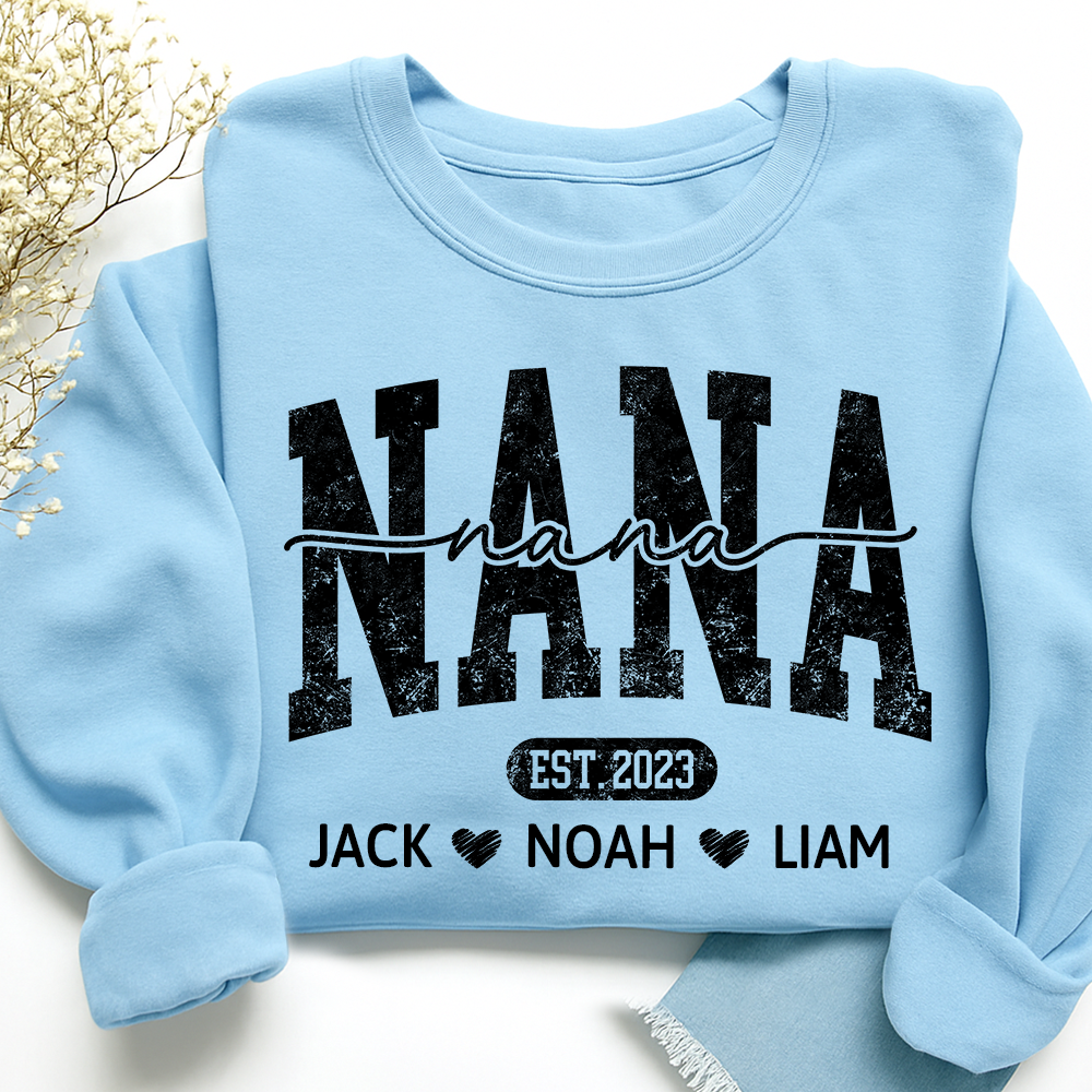 Nana Est And Grandkids Custom Sweatshirt As Gift For Grandmother And Grandchild