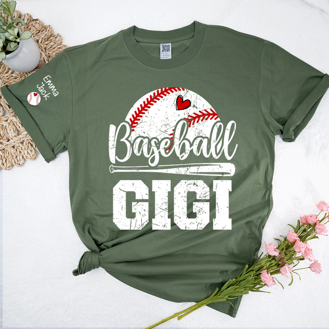 Custom Baseball Gigi T-Shirt, Graphic Tee With Baseball And Heart Design for Gift Grandma And Kids