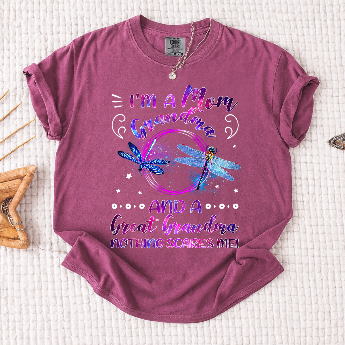 Funny Grandma Shirt, Custom Grandma. I'm a Mom and Great Grandma Nothing Scares Me, For Gift Grandma