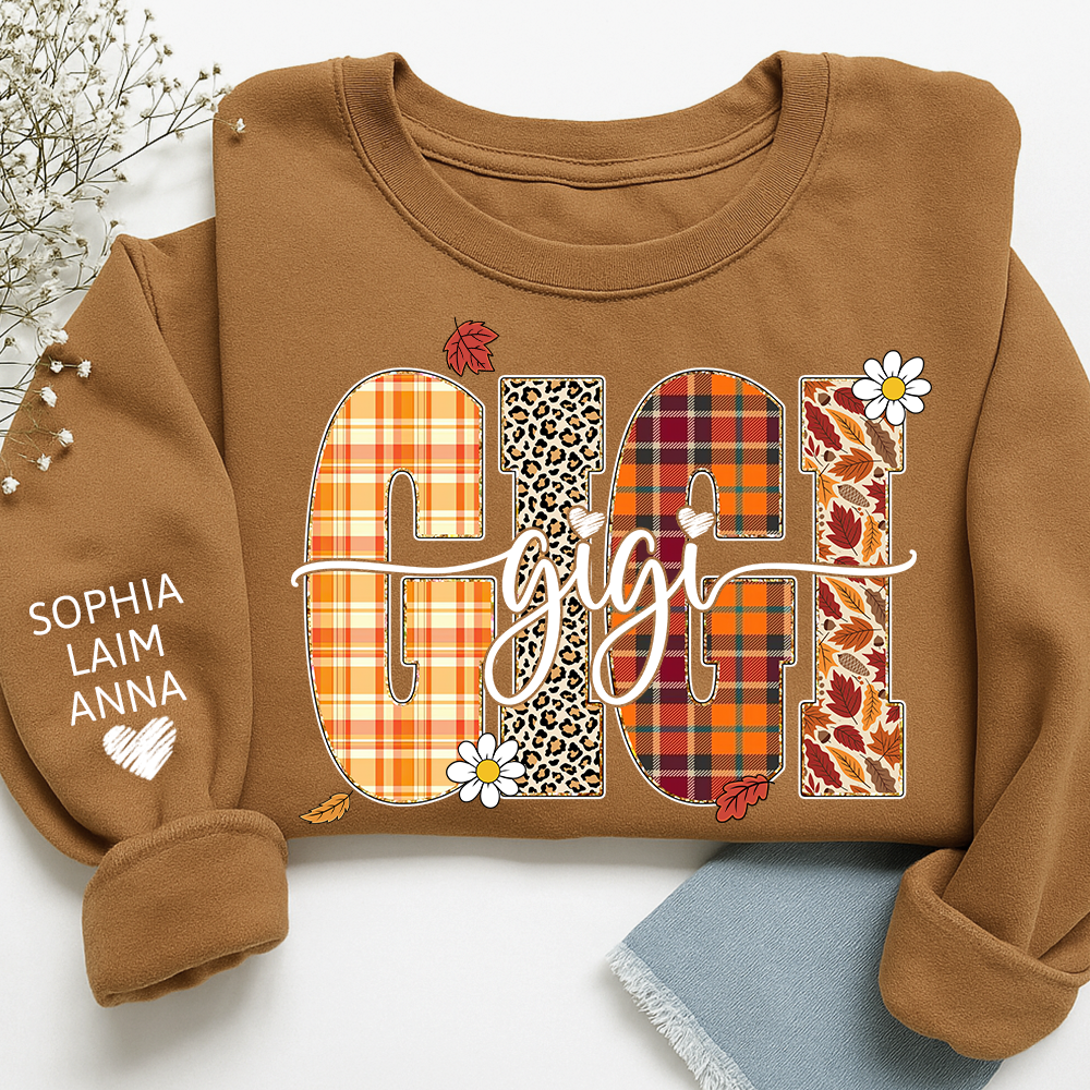 Custom Fall Pumpkin Sweatshirt, Gift for Gigi And Grandchild
