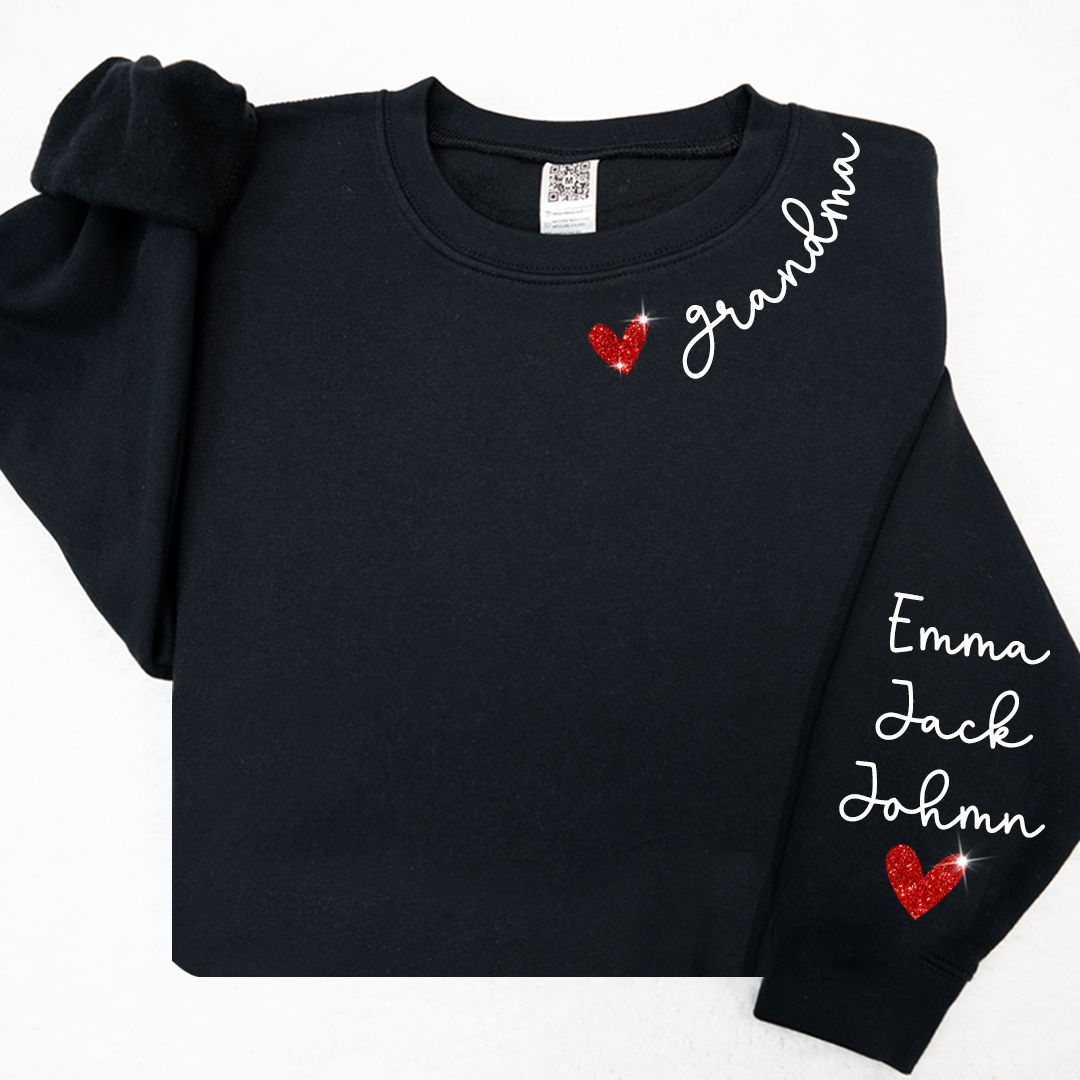 Valentine Glitter Heart Grandma And Kids LTP01