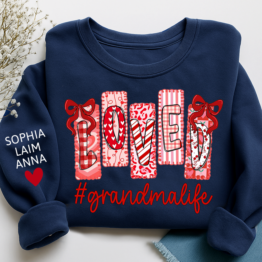Personalized Love Grandma Life Sweatshirt, Custom Valentine Heart Design