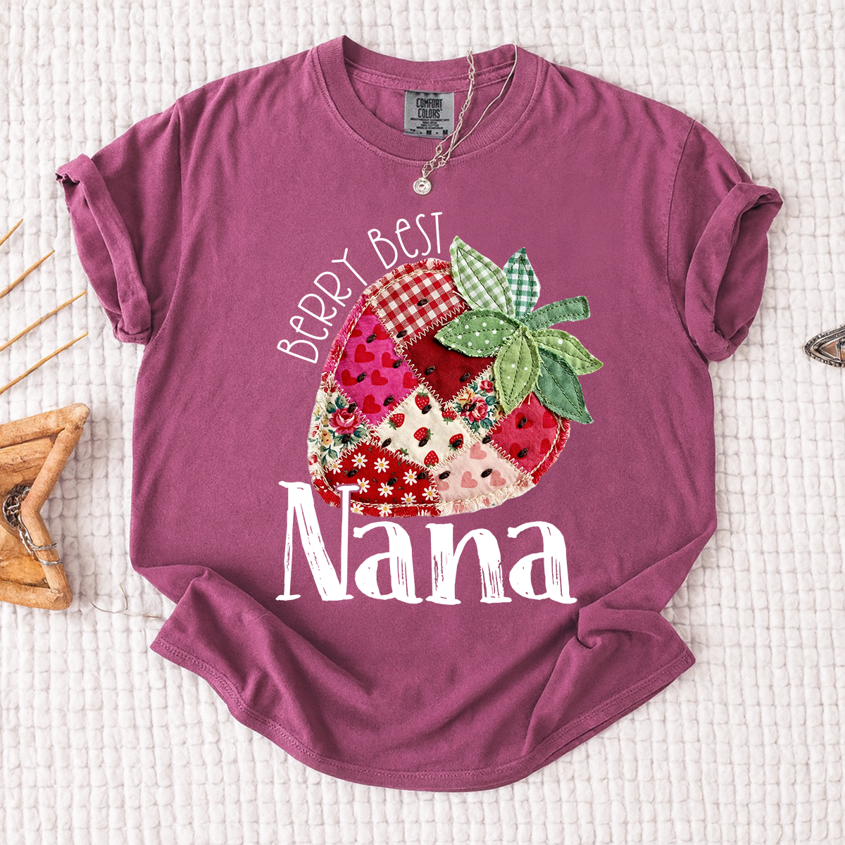Comfort Colors® Berry Best Nana Shirt, Cute Strawberry Patchwork Design for Grandmother Gift
