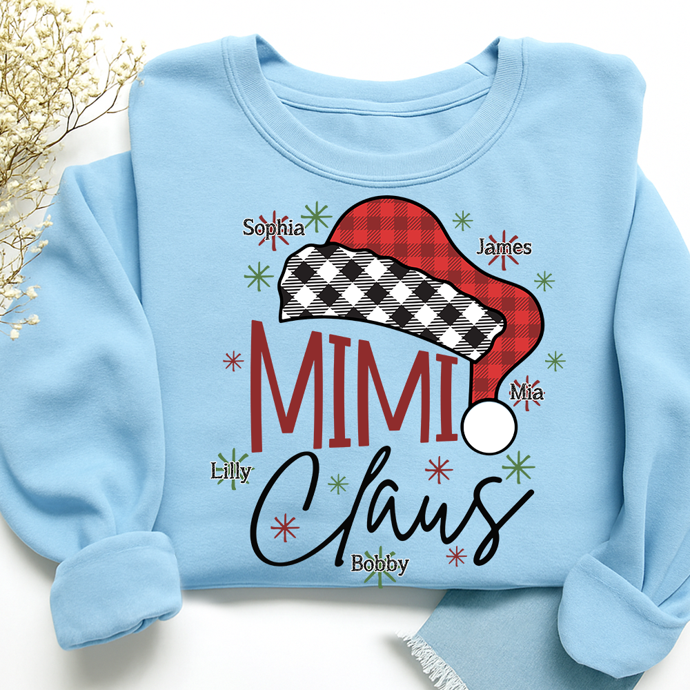 Personalized Mimi Claus Christmas Sweatshirt, Custom Grandma Shirt with Kids Names