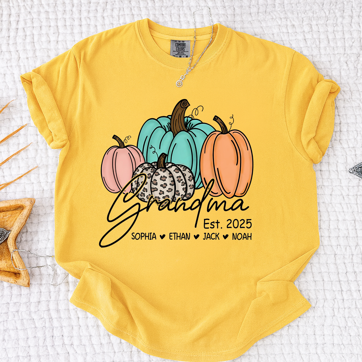 Comfort Colors® Fall Pumpkin Grandma Shirt, Personalized Autumn Gift for Grandma