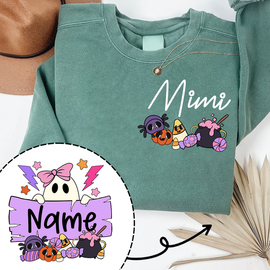 Personalized Halloween Mimi Sweatshirt, Custom Nickname For Grandma And Kids