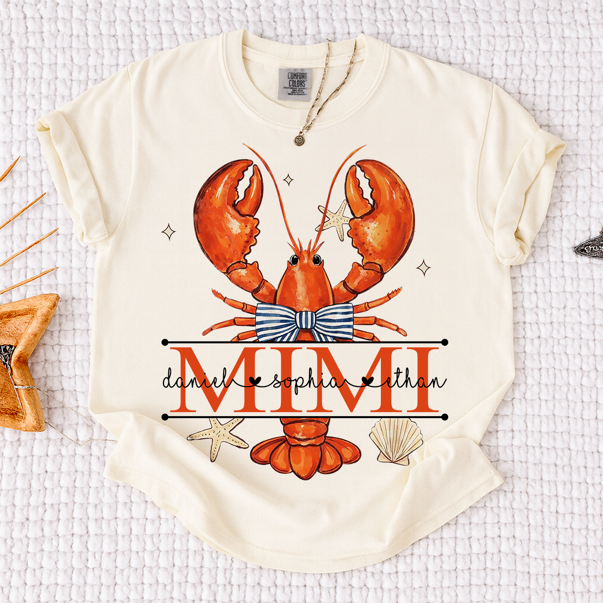 Comfort Colors® Lobster Mimi Shirt for Grandma, Customizable Name Summer T-Shirt, Fun Seafood Design Tee