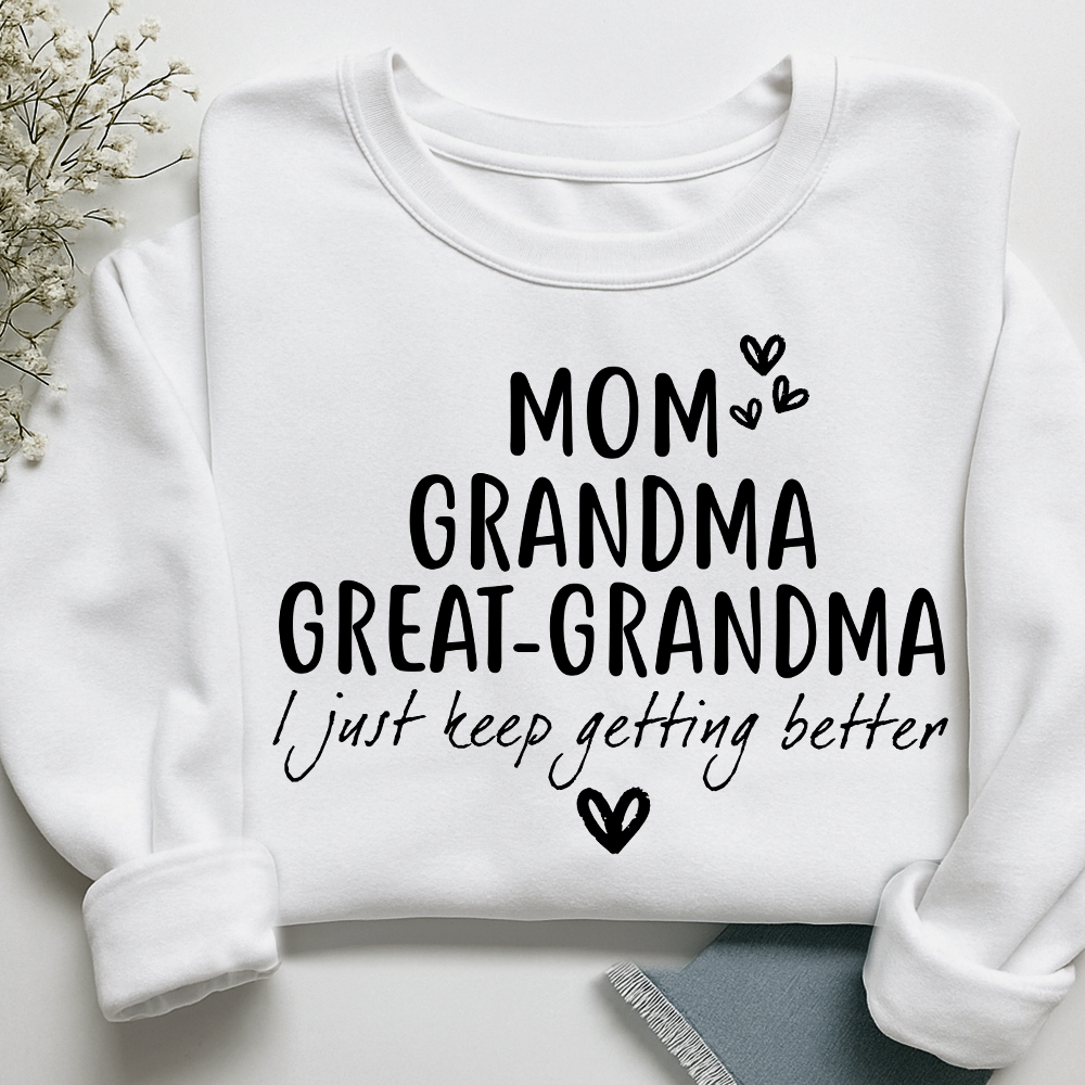 Mom Grandma Great-Grandma Heart Sweatshirt, Custom Family Name for Gift Grandma