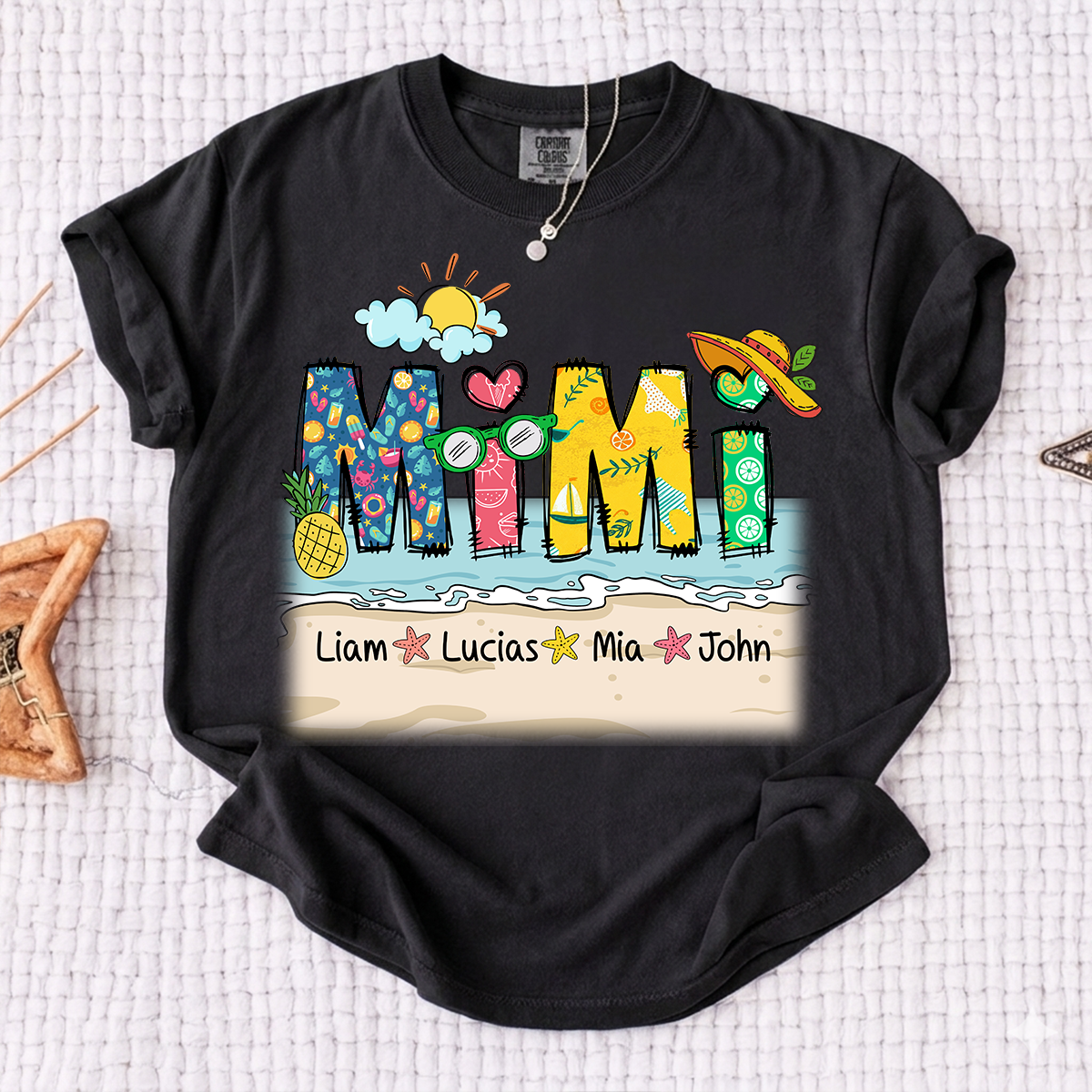 Comfort Colors® Cute Vacation Mimi Shirt with Pineapple and Sunglasses Design for Family