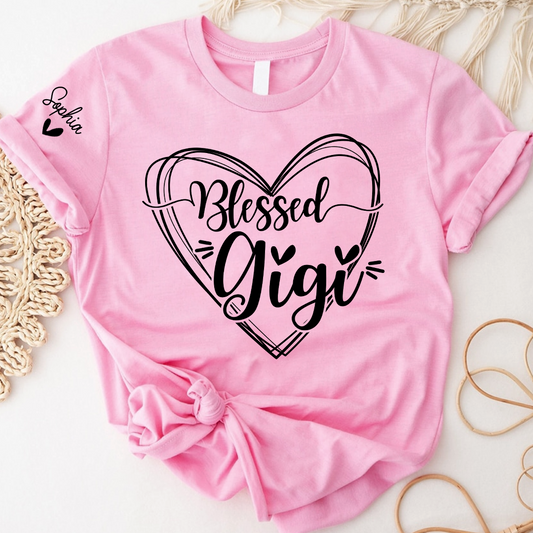 Custom Gigi Heart Tshirt, Personalized For Grandma And Little Ones