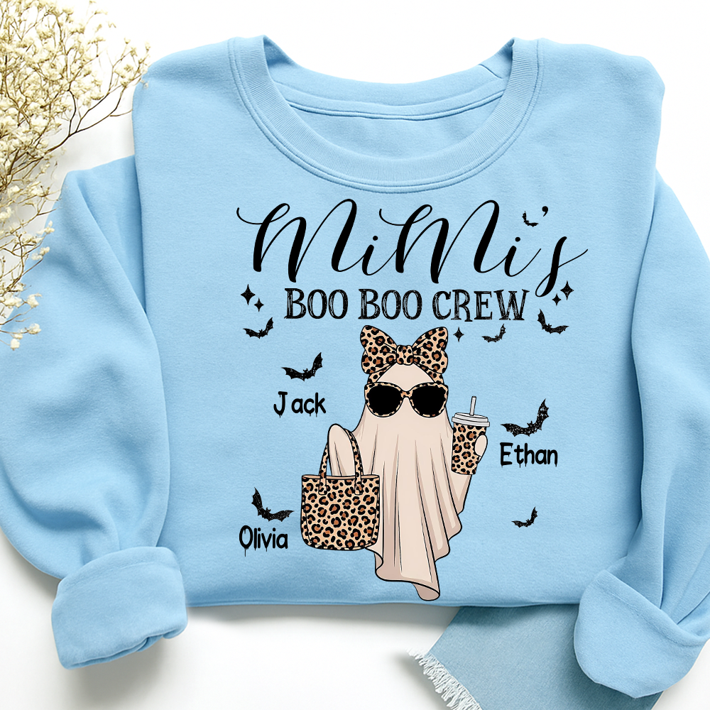 Mimi's Boo Crew Halloween Sweatshirt, Personalized Ghost Family Shirt for Grandma And Kids