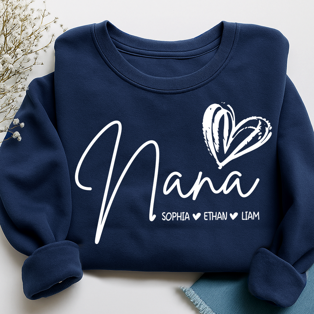 Personalized Nana Heart Sweatshirt Nana Heart, For Gift Grandma And Kids