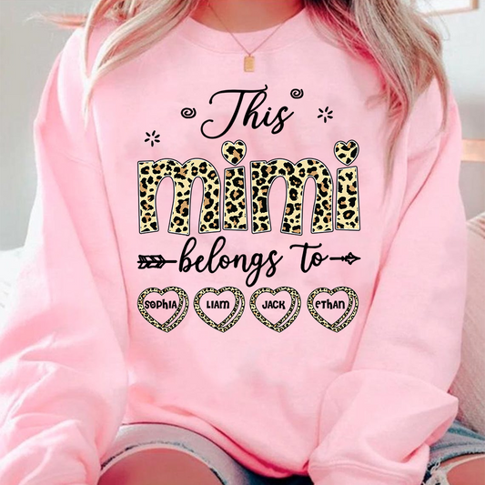 Personalized This Mimi Belongs To Sweatshirt, Custom Leopard Print Names