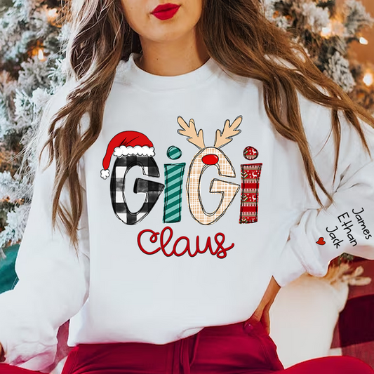 Personalized Gigi Claus Christmas Sweatshirt 2025, Custom Grandma Nana Claus Hoodie, Holiday Gift for Mom and Grandma