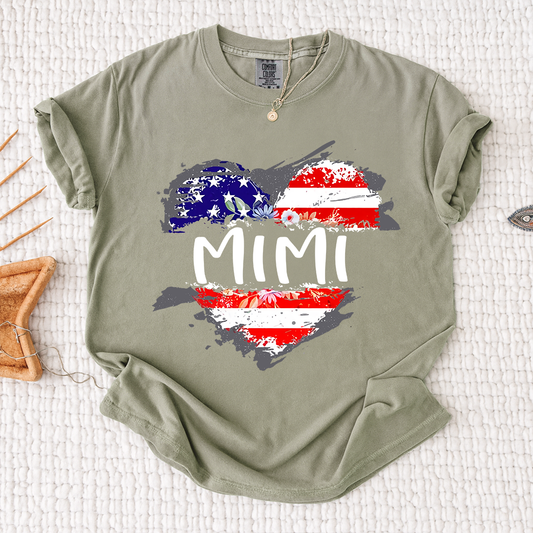 Comfort Colors® Patriotic Mimi Shirt, American Flag Heart Mimi T-Shirt, 4th of July Grandma Tee, Vintage USA Graphic Shirt, Gift For Mother's Day