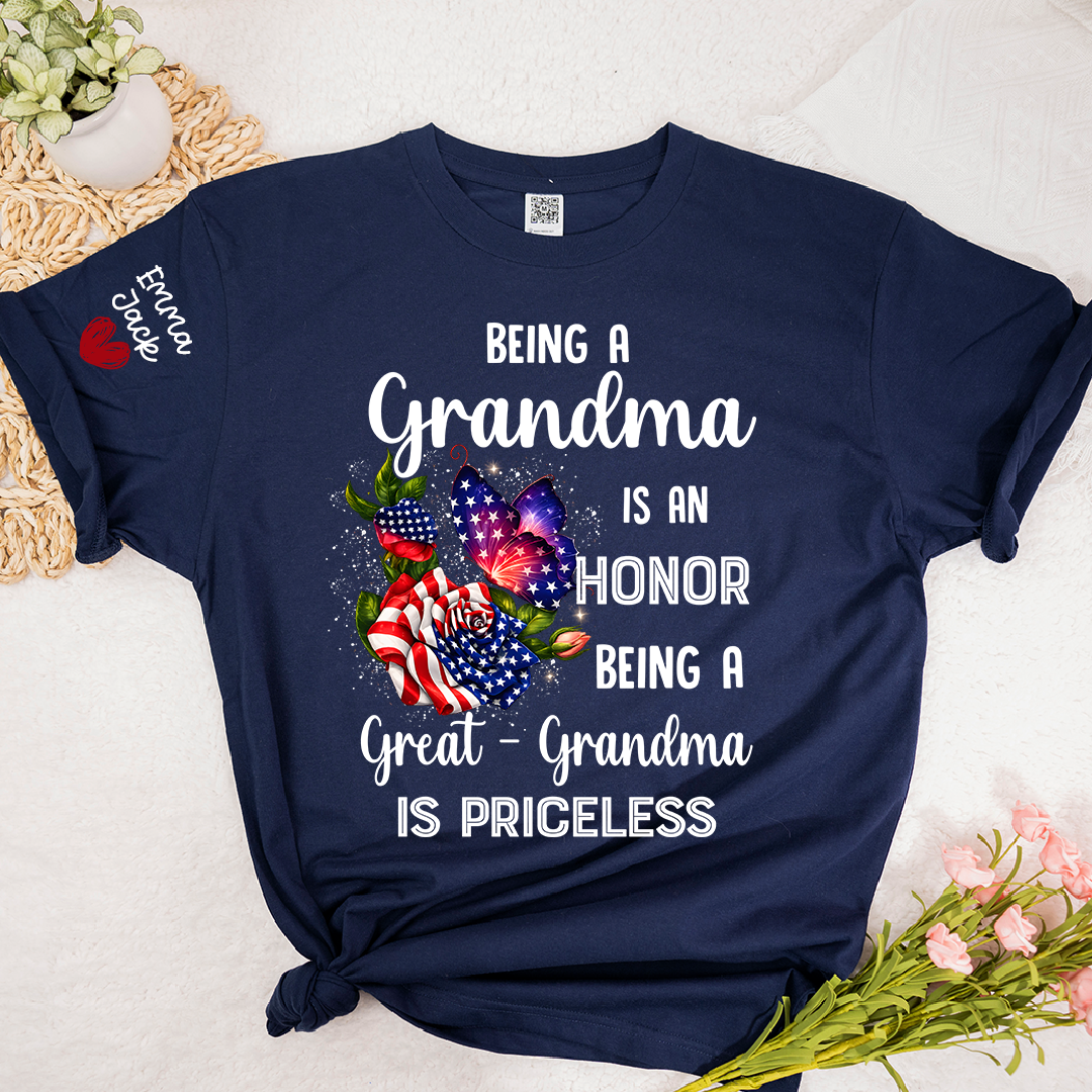 Being a Grandma is an Honor, Being a Great-Grandma is Priceless, Patriotic Grandma And Kids Gift