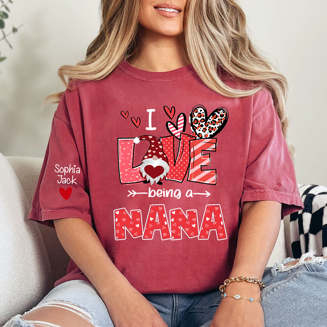 I Love Being Called Nana Sweatshirt, Heart Gnome Valentine Gift For Grandma And Her Grandchildren