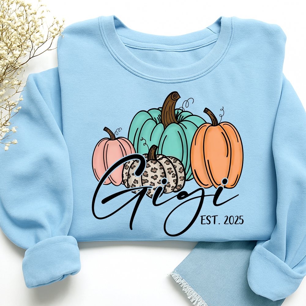 Personalized Gigi Pumkins Sweatshirt, Gifts for Grandma and Grandchild