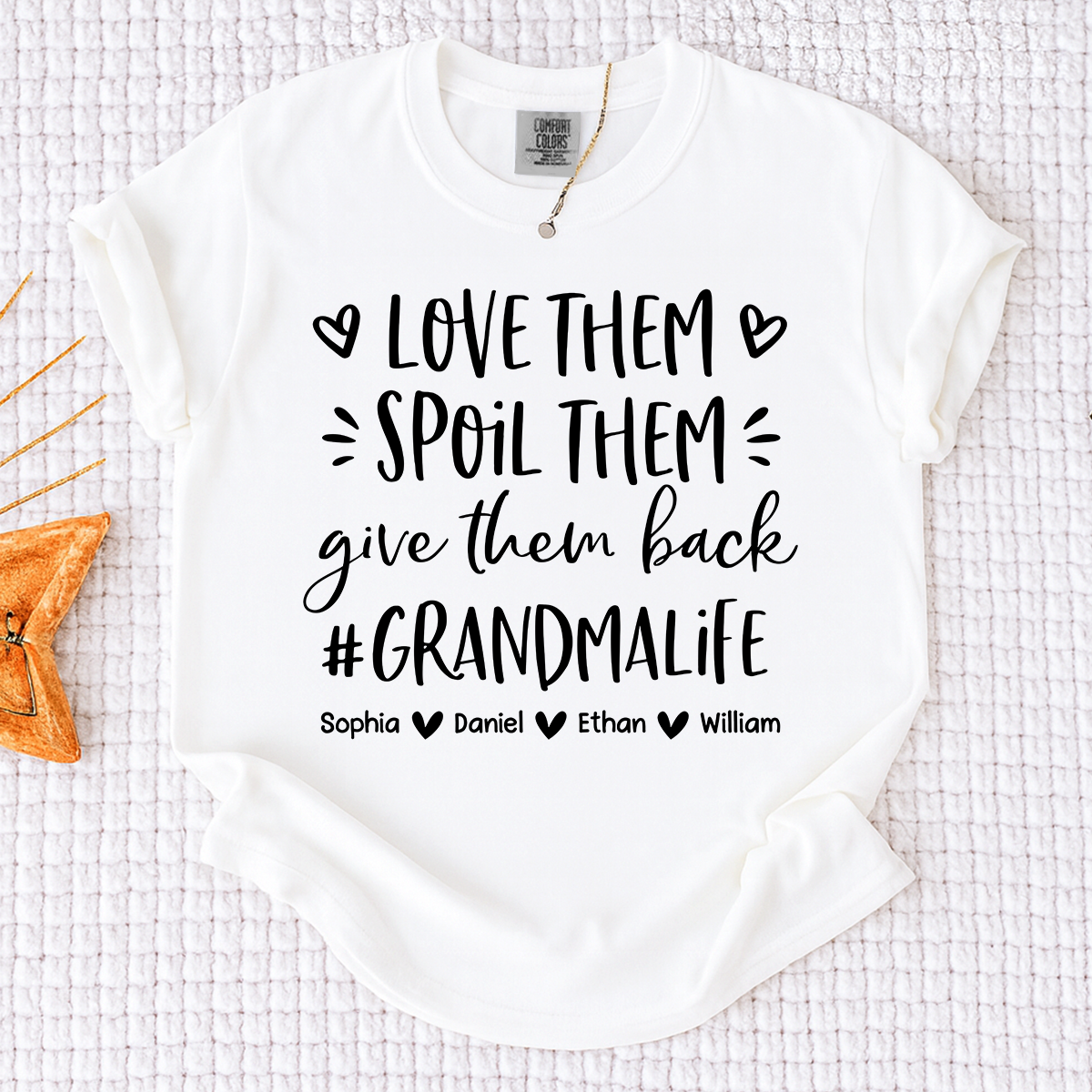 Comfort Colors Grandma Life Shirt Funny Grandma Tee, Personalized with Grandkids Names, Love Them Spoil Them Give Them Back Quote