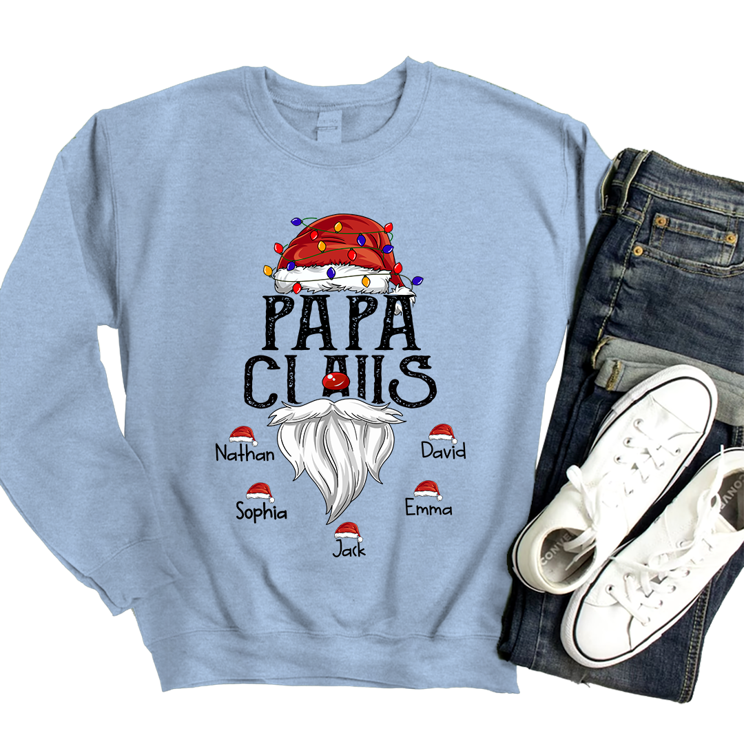Hat Santa With Christmas Lights, Gift For Grandpa, Custom Give Papa And Kids Sweatshirt