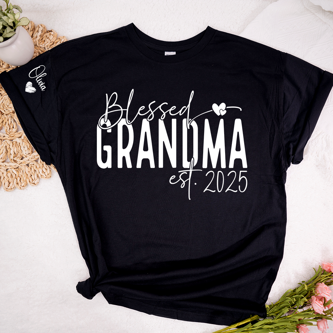 Blessed Grandma And Kids Custom T-Shirt 2025, Give Grandma