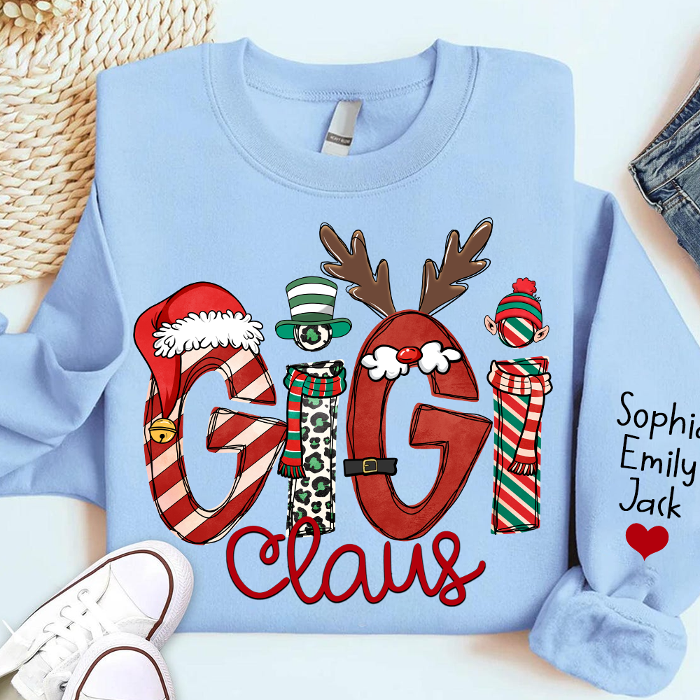 Custom Christmas Gigi Claus Sweatshirt, Gift For Gigi Claus And Kids 2025