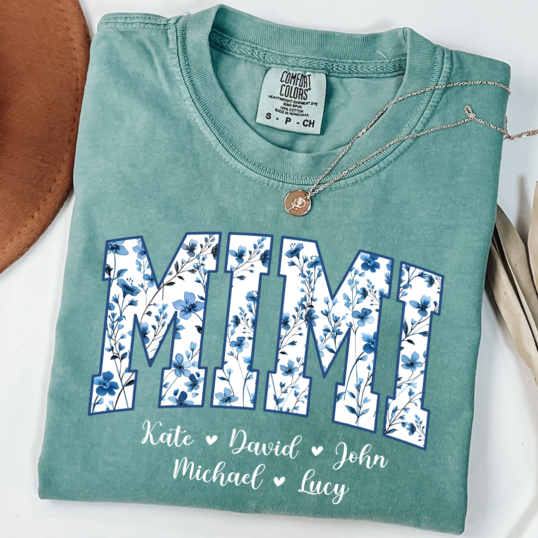 Comfort Colors® T-Shirt Personalized Blue Gigi, Custom Grandma and Kids