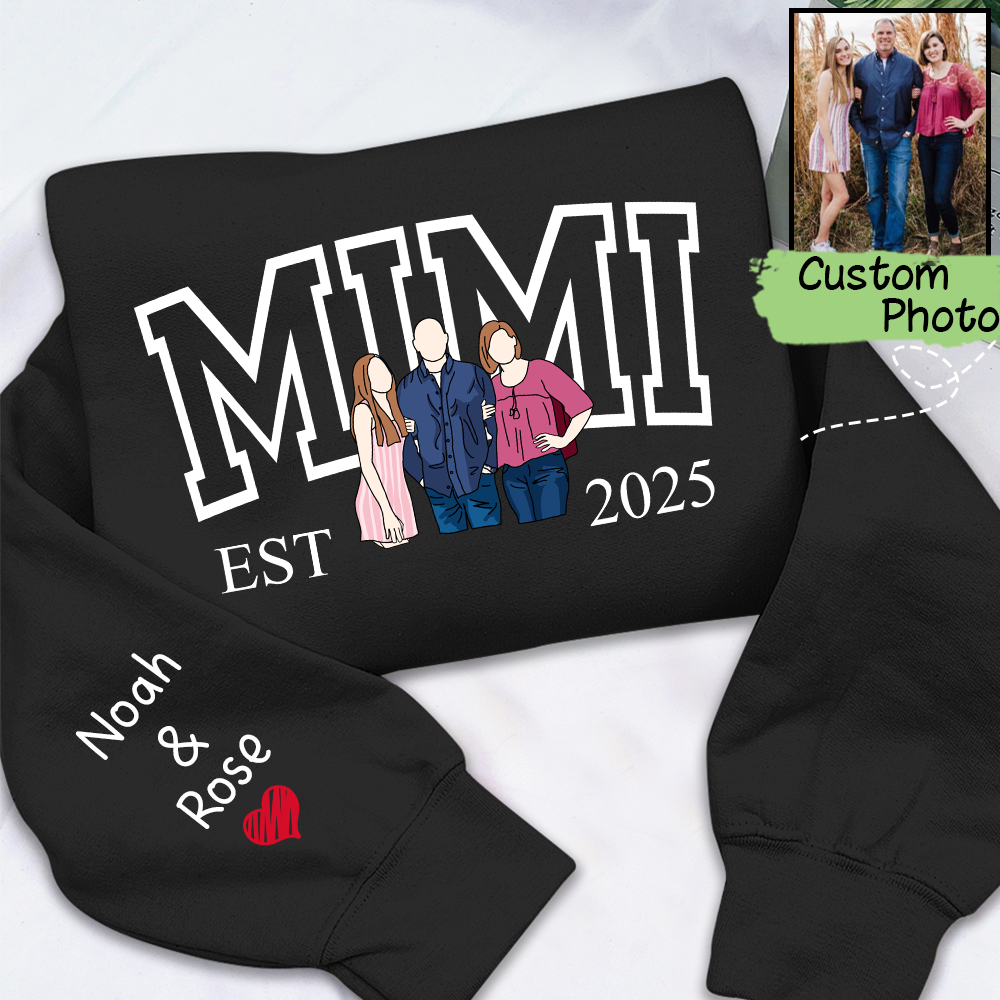 Custom Photo Portrait, Custom Nana And Kids For Family Gifts