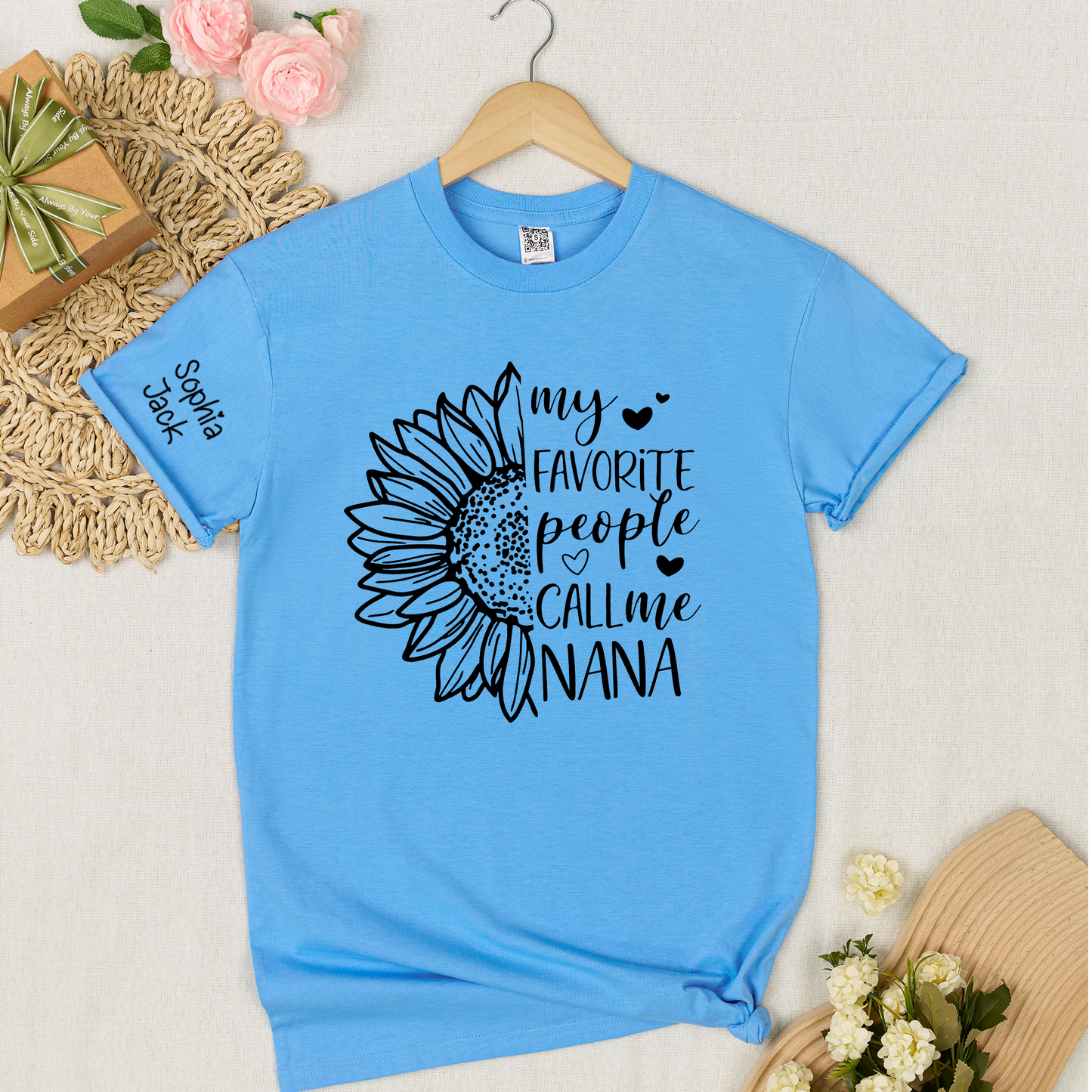 My Favorite People Call Me Nana Shirt – Personalized Sunflower Grandma T-Shirt with Custom Names