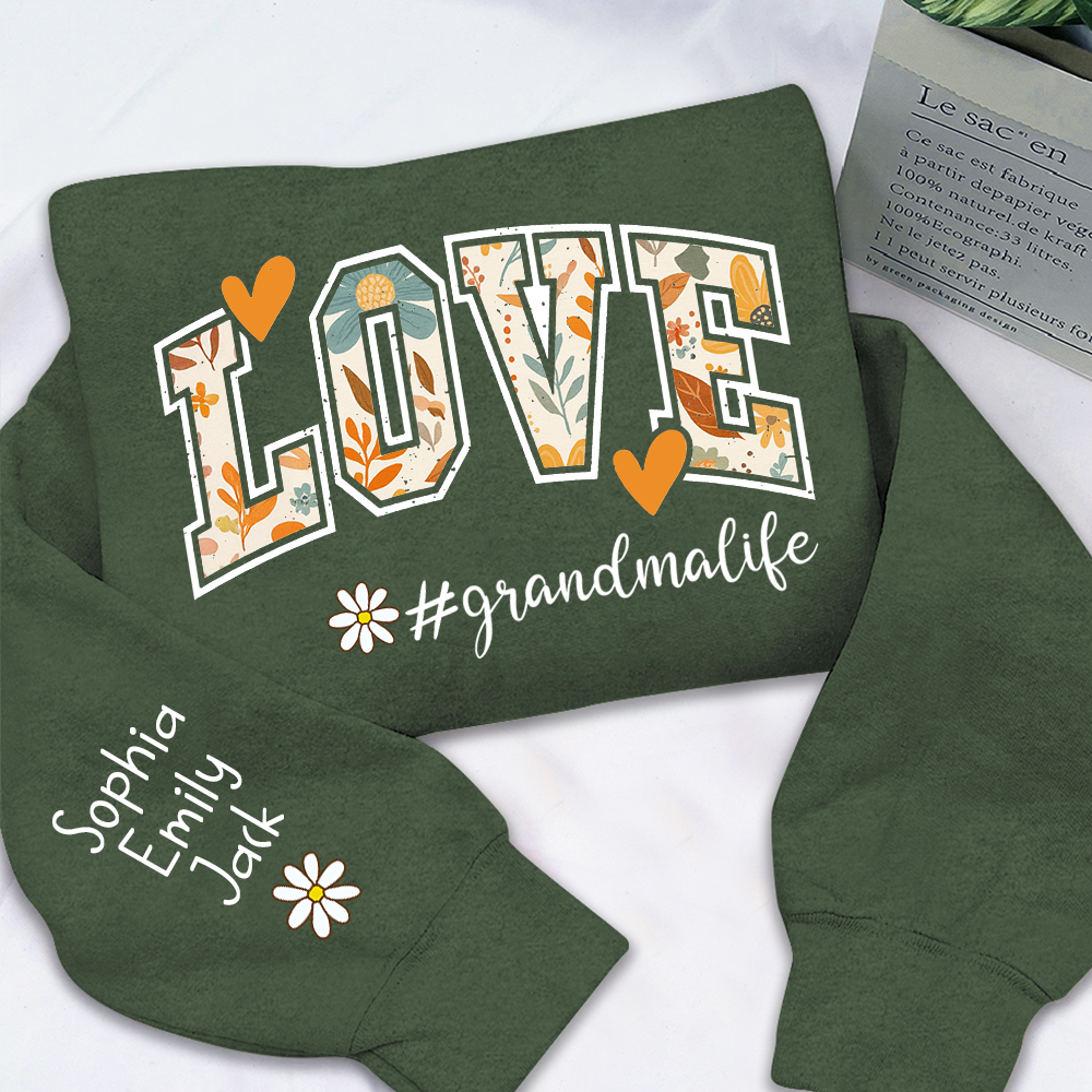Customized Fall Grandma Life Pumpkin Sweatshirt, Personalized for Grandma And Kids