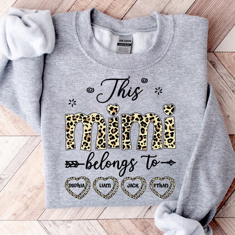 Personalized This Mimi Belongs To Sweatshirt, Custom Leopard Print Names