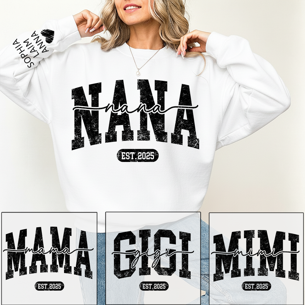 Personalized Nana Est. 2025 Custom Sweatshirt Gift For Grandma And Grandchild