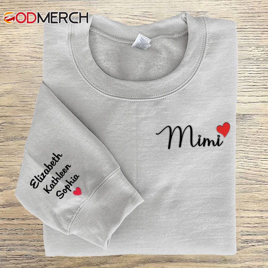Personalized Embroidered Mimi Heart Sweatshirt
