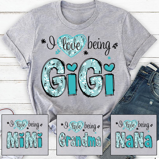 I love being Gigi Flower Custom Names And Grandkids Mother's Day T-Shirt