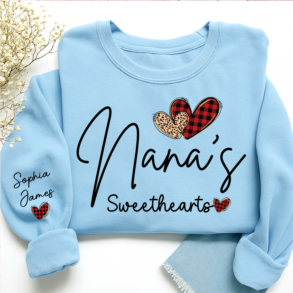 Nana’s Sweethearts Personalized Sweatshirt With Grandkids Names, Custom Grandma Crewneck Gift