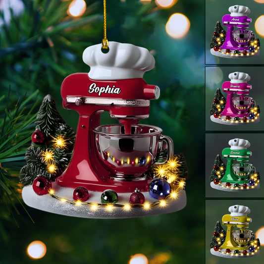 Personalized Kitchen Mixer Ornament – Custom Name & Color Baking Christmas Decoration, Cute Gift for Bakers and Cooking Lovers Ornament