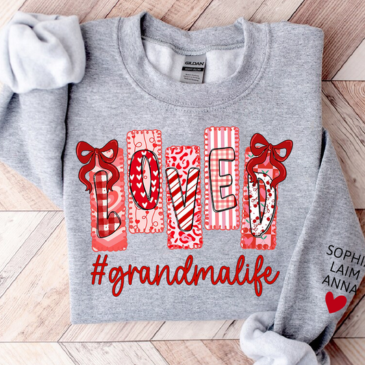 Personalized Love Grandma Life Sweatshirt, Custom Valentine Heart Design