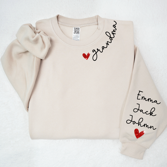 Valentine Glitter Heart Grandma And Kids LTP01